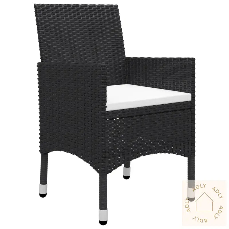 Bistrosett 3 Deler Polyrotting Og Herdet Glass Svart