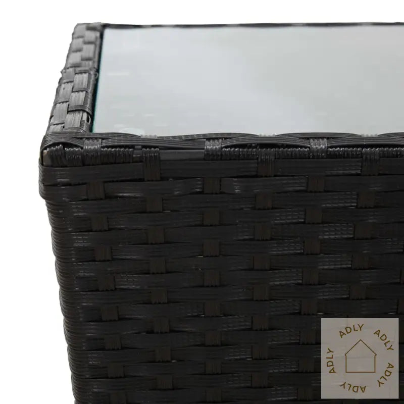 Bistrosett 3 Deler Polyrotting Og Herdet Glass Svart