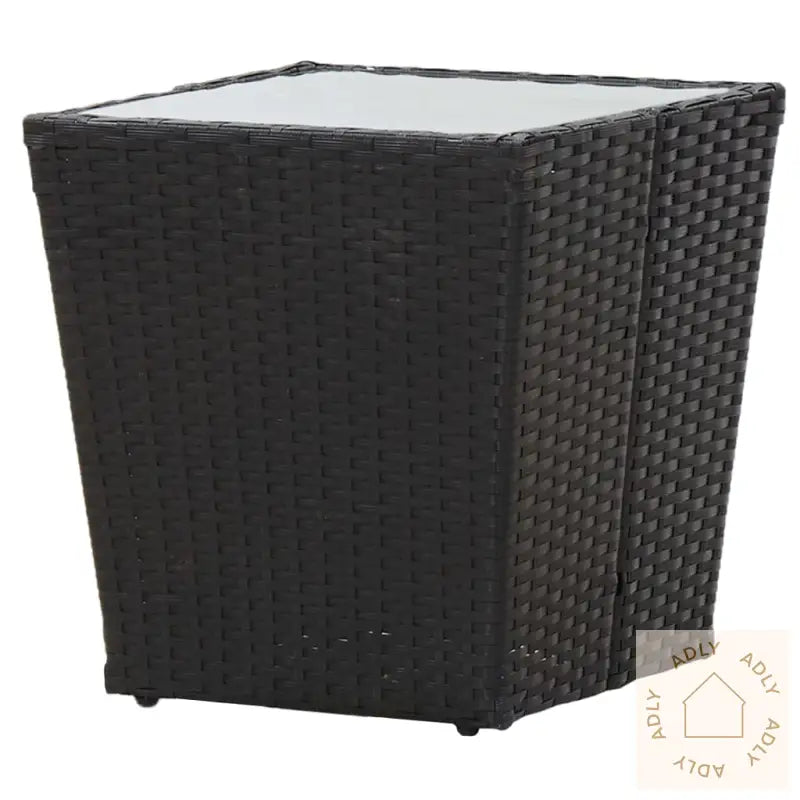 Bistrosett 3 Deler Polyrotting Og Herdet Glass Svart