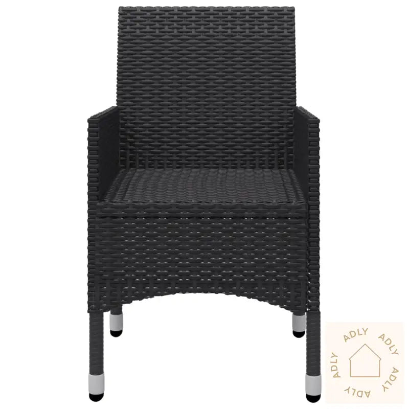 Bistrosett 3 Deler Polyrotting Og Herdet Glass Svart