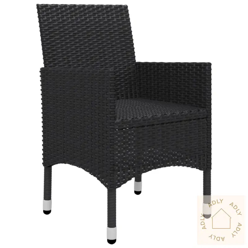 Bistrosett 3 Deler Polyrotting Og Herdet Glass Svart