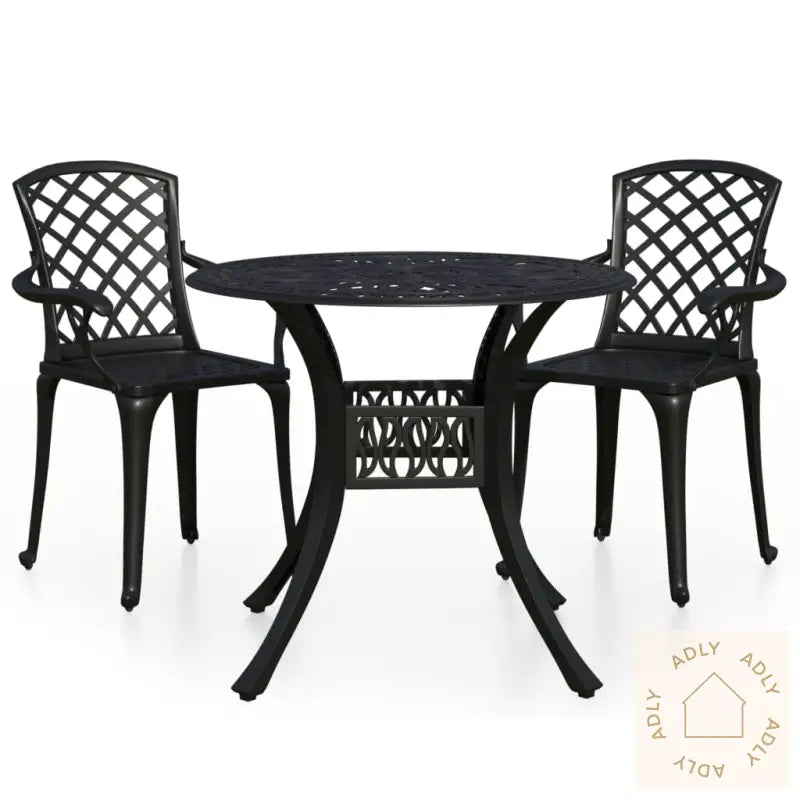 Bistrosett 3 Deler Støpt Aluminium Svart