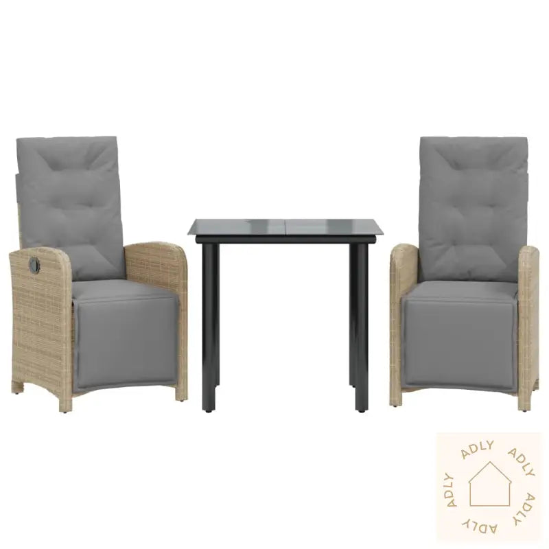 Bistrosett 3 Deler Med Puter Beige Polyrotting