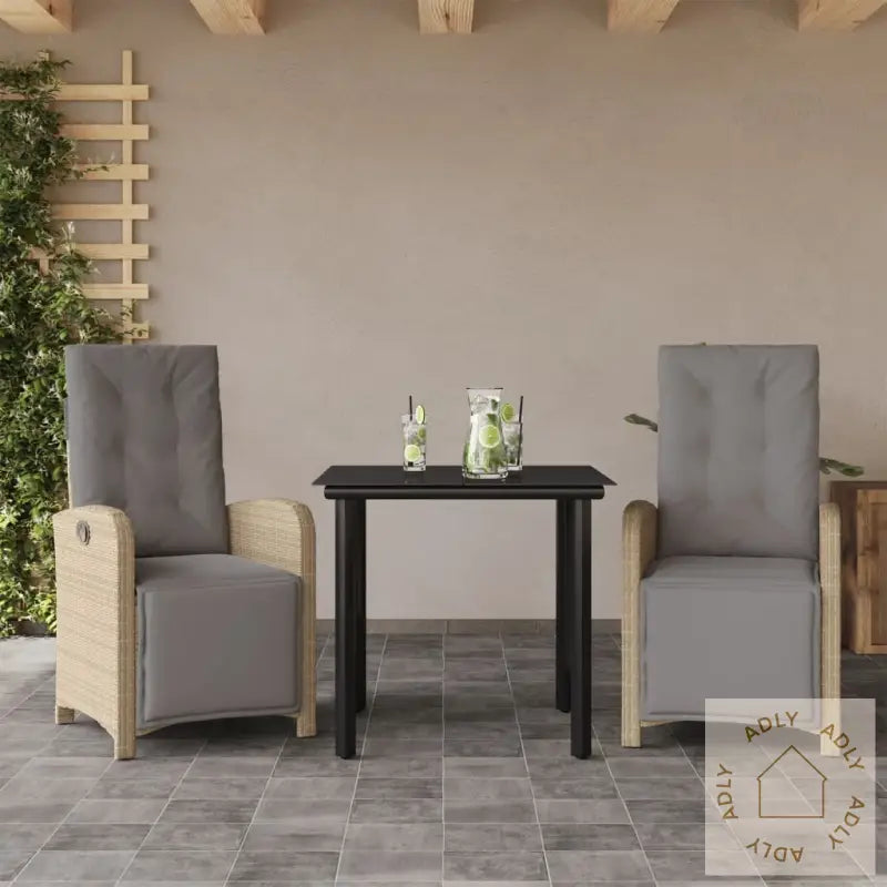 Bistrosett 3 Deler Med Puter Beige Polyrotting