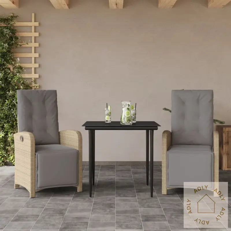 Bistrosett 3 Deler Med Puter Beige Polyrotting
