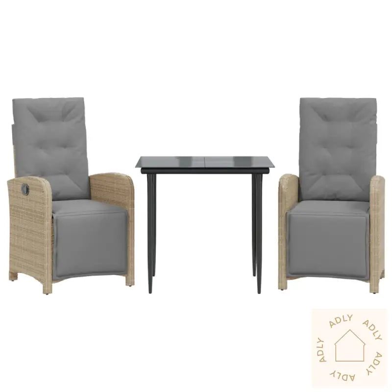 Bistrosett 3 Deler Med Puter Beige Polyrotting