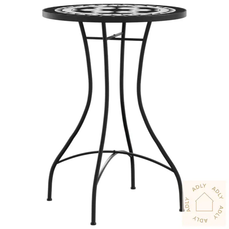 Bistrobord Med Mosaikk Svart Og Hvit Jern Og Keramikk