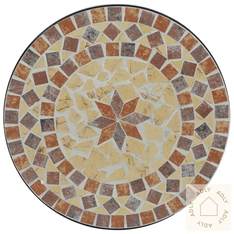 Bistrobord Med Mosaikk Terrakotta Og Hvit Jern Og Keramikk