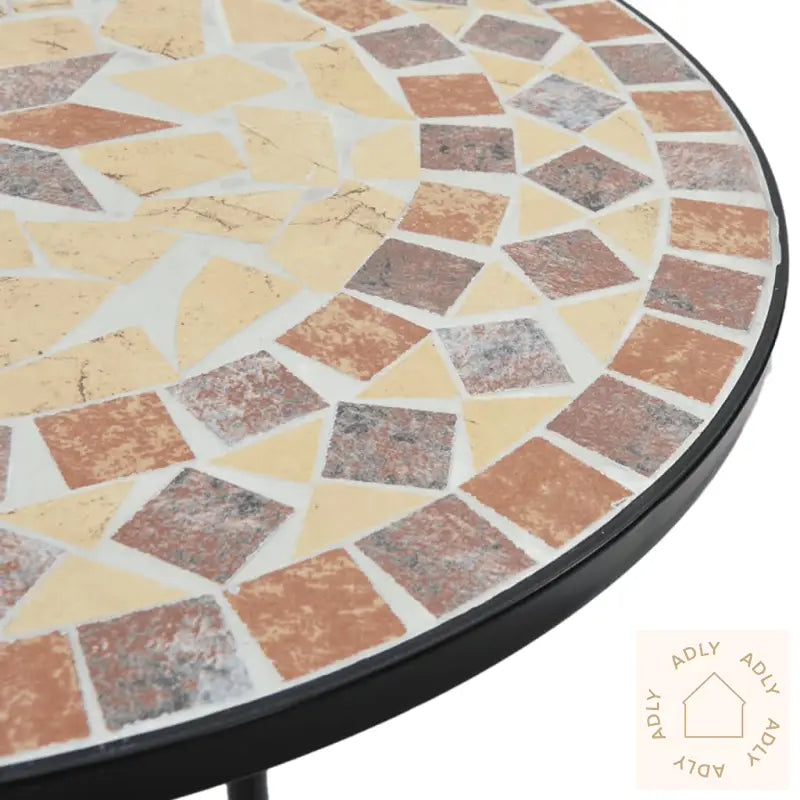 Bistrobord Med Mosaikk Terrakotta Og Hvit Jern Og Keramikk