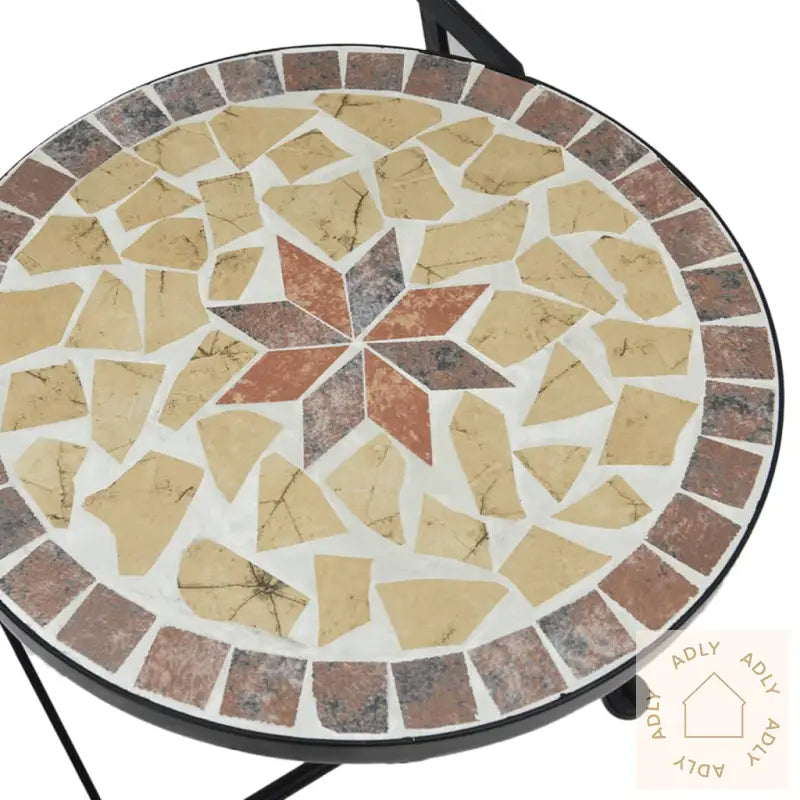 Bistrobord Med Mosaikk Terrakotta Og Hvit Jern Og Keramikk