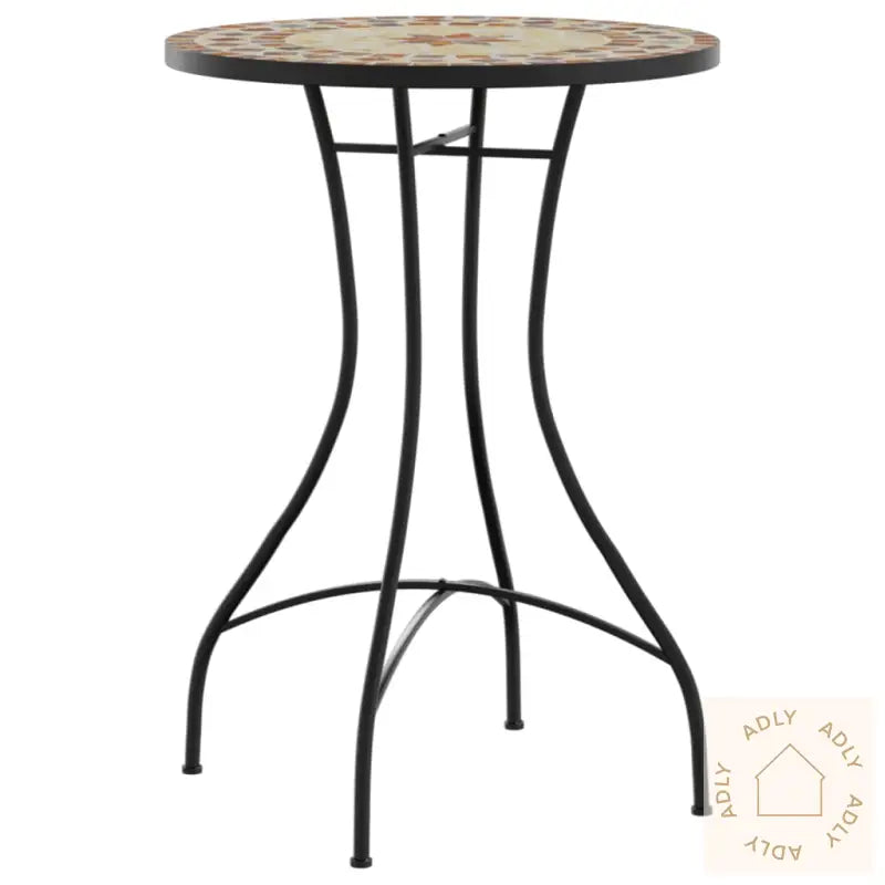 Bistrobord Med Mosaikk Terrakotta Og Hvit Jern Og Keramikk