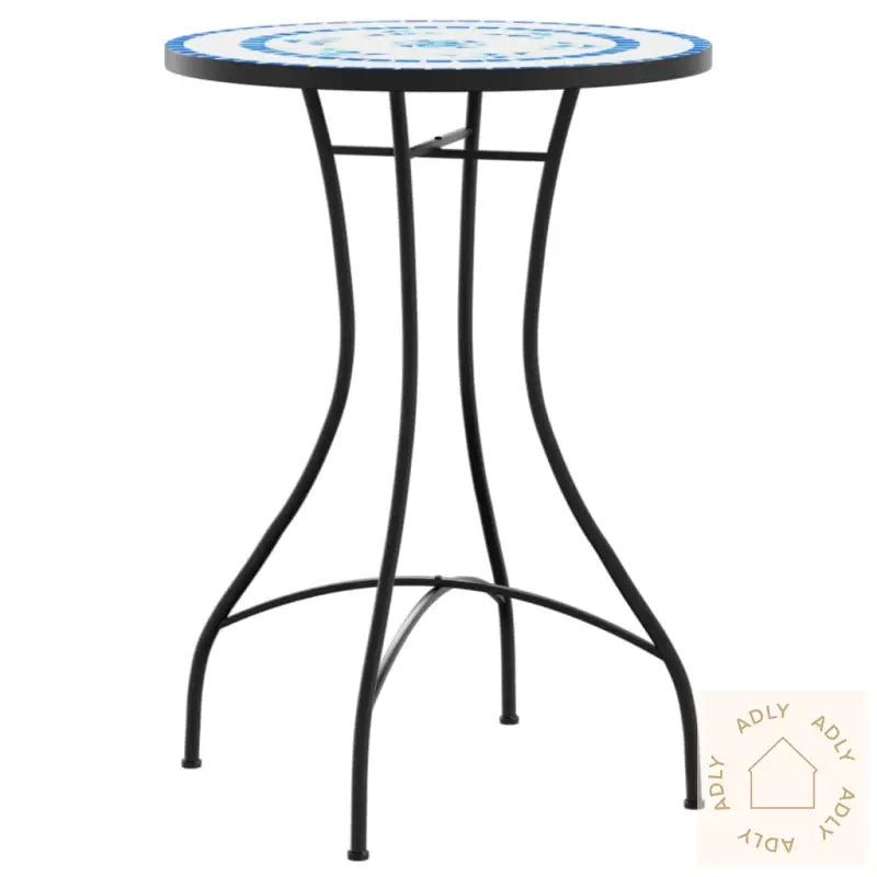 Bistrobord Med Mosaikk Blå Og Hvit Jern Og Keramikk