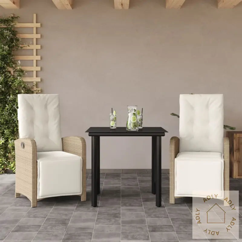 Bistrosett 3 Deler Med Puter Beige Polyrotting