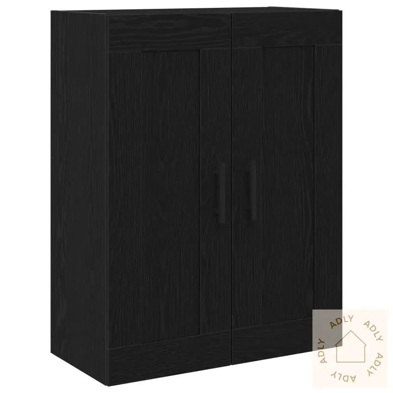 Vegghengt Skap Svart Eik 69,5X34X90 Cm Konstruert Tre