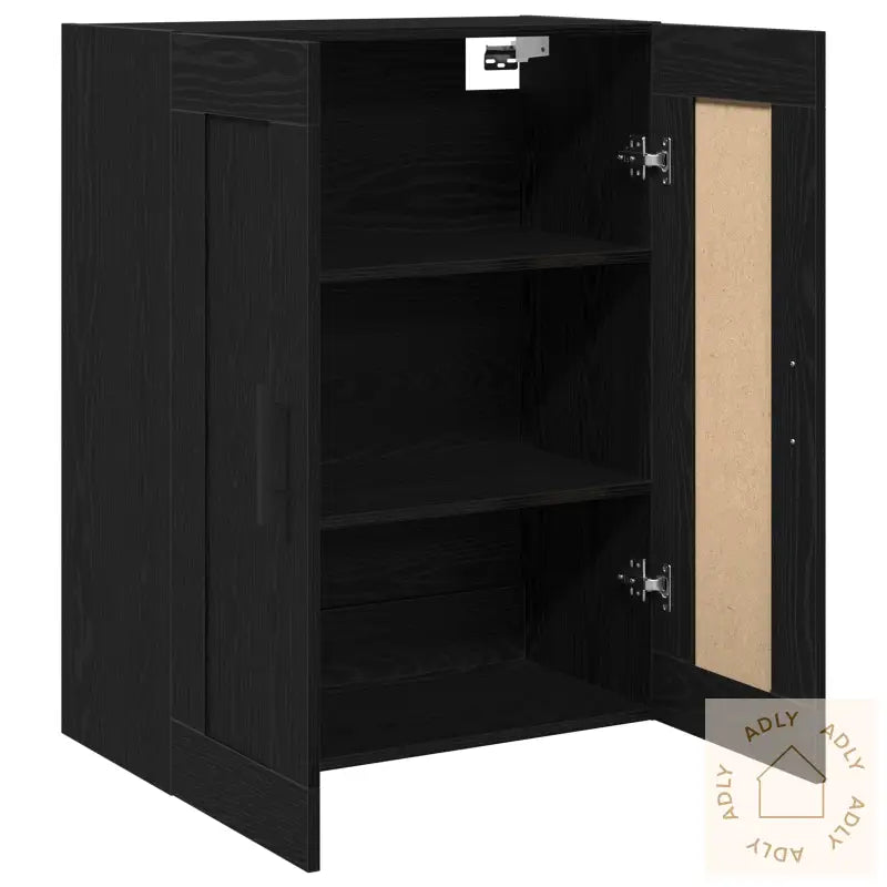 Vegghengt Skap Svart Eik 69,5X34X90 Cm Konstruert Tre