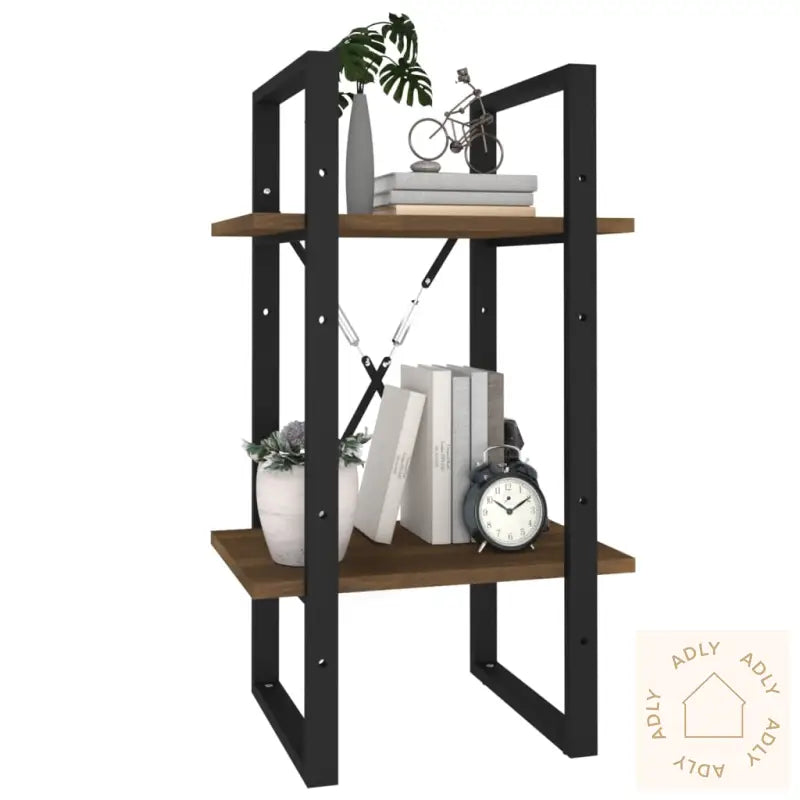 Bokhylle 2 Etasjer Brun Eik 40X30X70 Cm Konstruert Tre