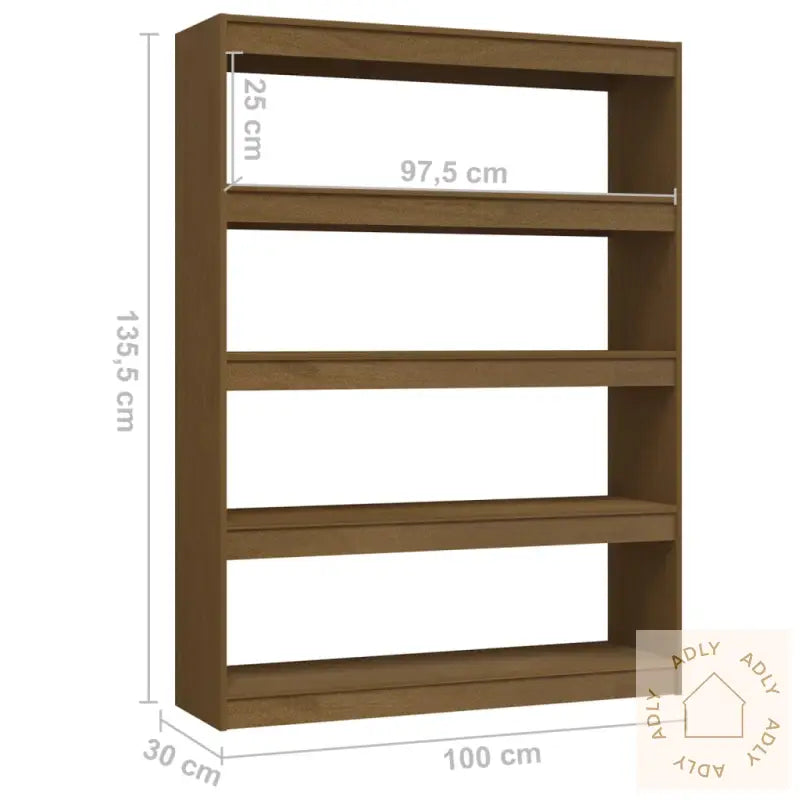 Bokhylle/Romdeler Honningbrun 100X30X135,5 Cm Heltre Furu
