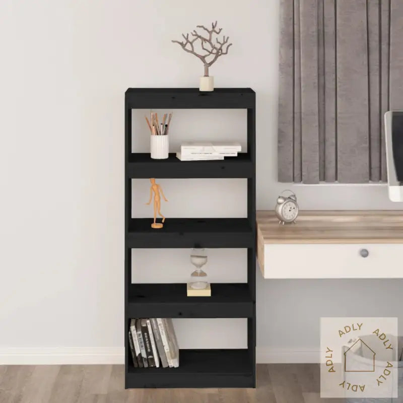 Bokhylle/Romdeler Svart 60X30X135,5 Cm Heltre Furu