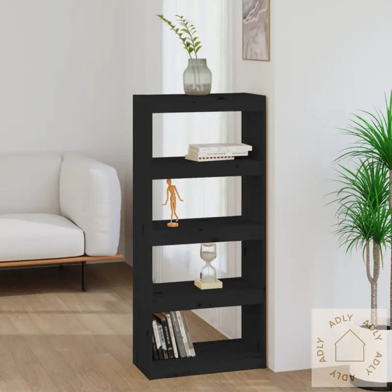 Bokhylle/Romdeler Svart 60X30X135,5 Cm Heltre Furu