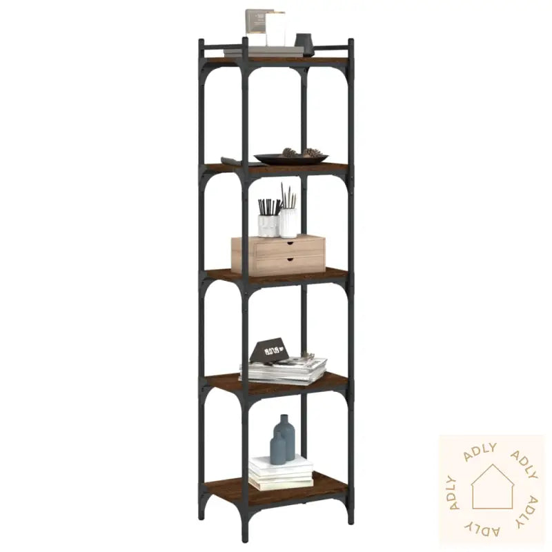 Bokhylle 5 Etasjer Brun Eik 40X30X154 Cm Konstruert Tre