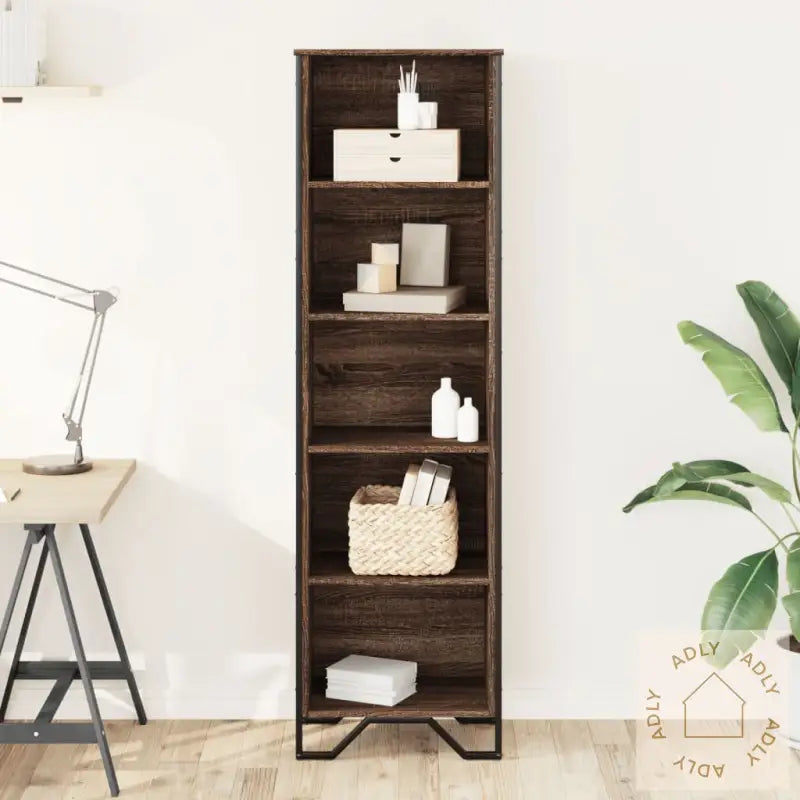 Bokhylle Brun Eik 50X31X169 Cm Konstruert Tre