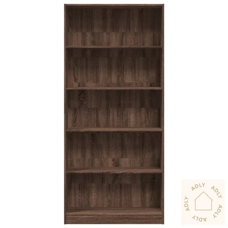 Bokhylle Brun Eik 80X24X176 Cm Konstruert Tre