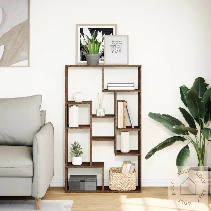 Bokhylle Brun Eik 72X20X120 Cm Konstruert Tre