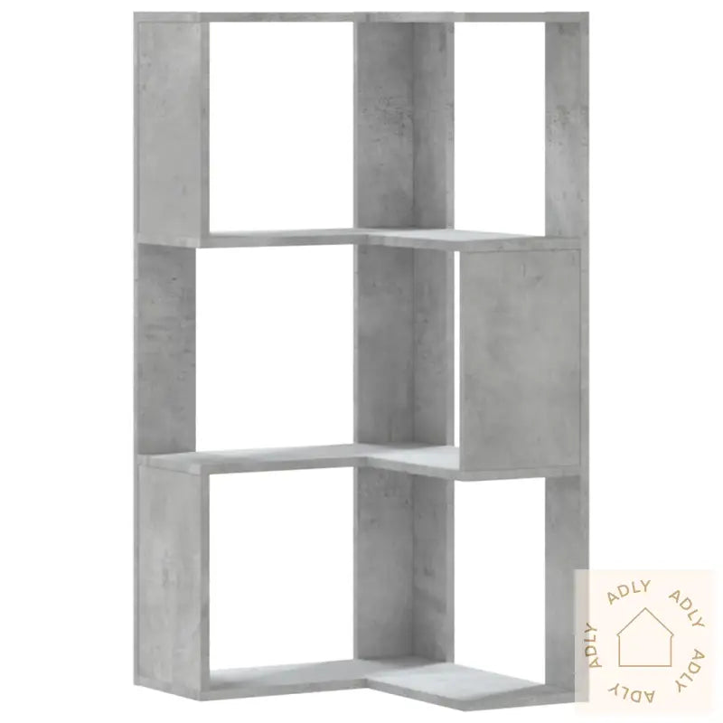 Bokhylle Hjørne 3 Etasjer Betonggrå 50X50X102 Cm Konstruert Tre