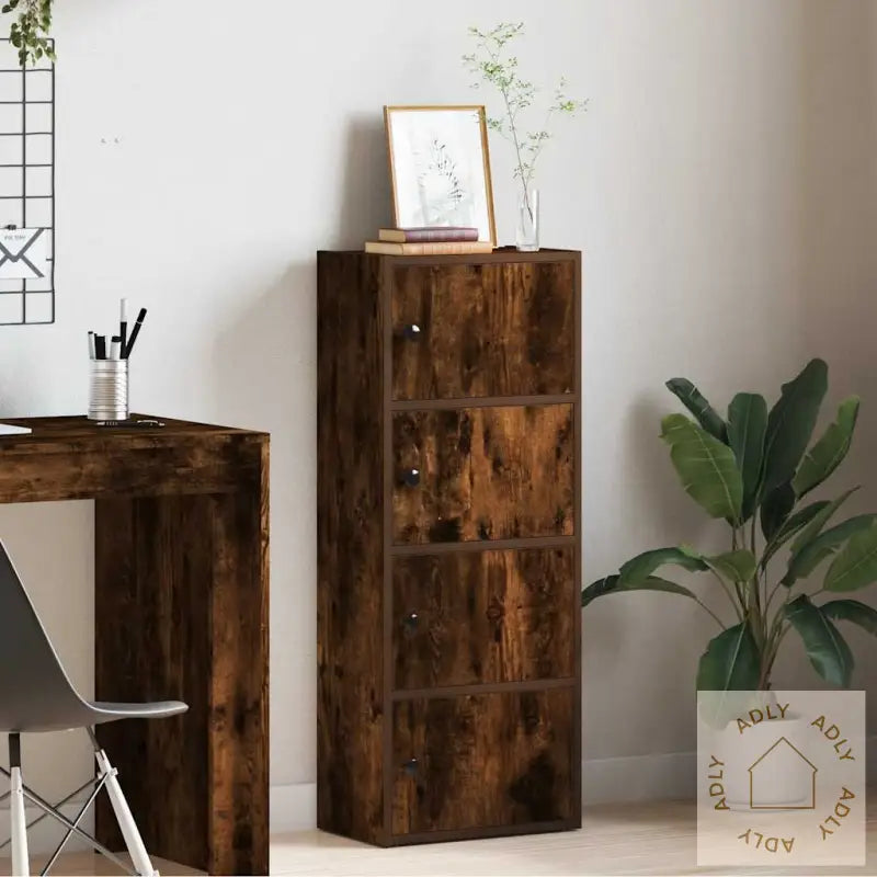 Bokhylle Røkt Eik 40X24X102 Cm Konstruert Tre