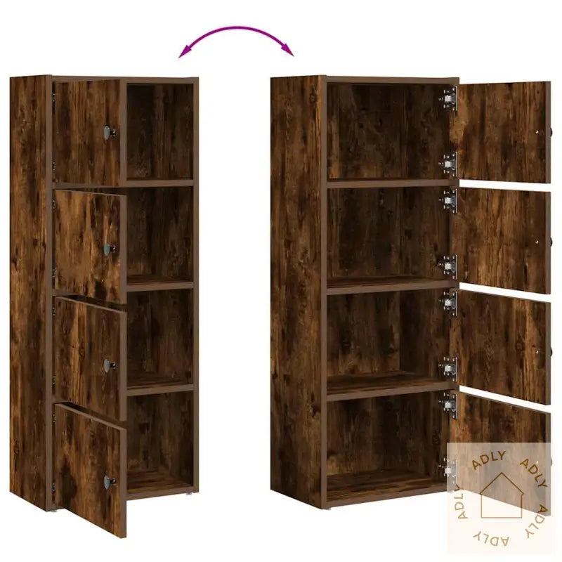 Bokhylle Røkt Eik 40X24X102 Cm Konstruert Tre