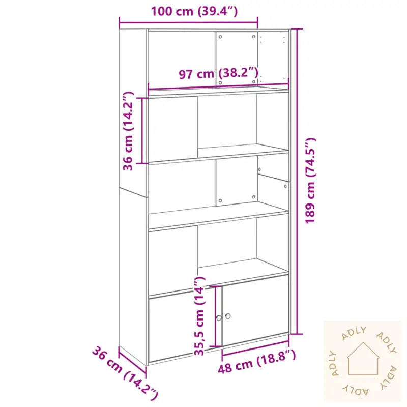Bokhylle Hvit 100X36X189 Cm Konstruert Tre