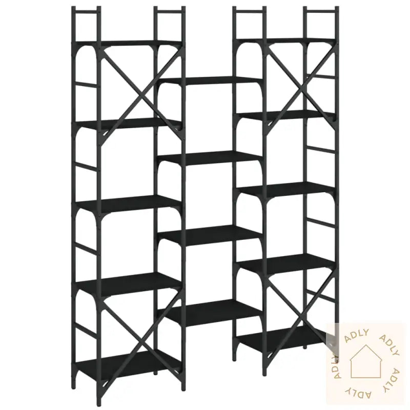 Bokhylle Svart 127,5X28,5X172,5 Cm Konstruert Tre