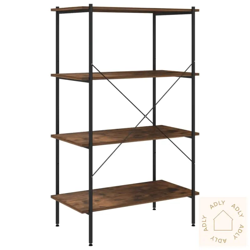 Hylle Med 4 Etasjer Svart Og Naturell 80X40X130 Cm