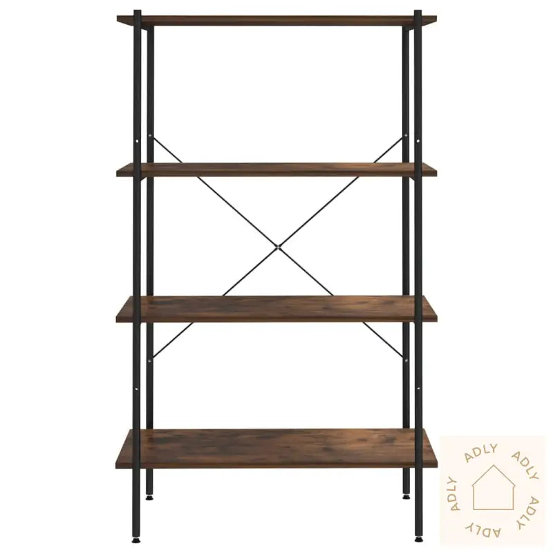 Hylle Med 4 Etasjer Svart Og Naturell 80X40X130 Cm