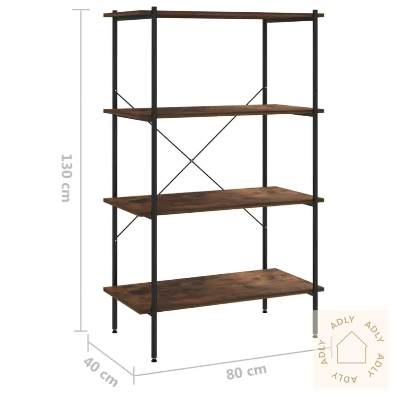 Hylle Med 4 Etasjer Svart Og Naturell 80X40X130 Cm