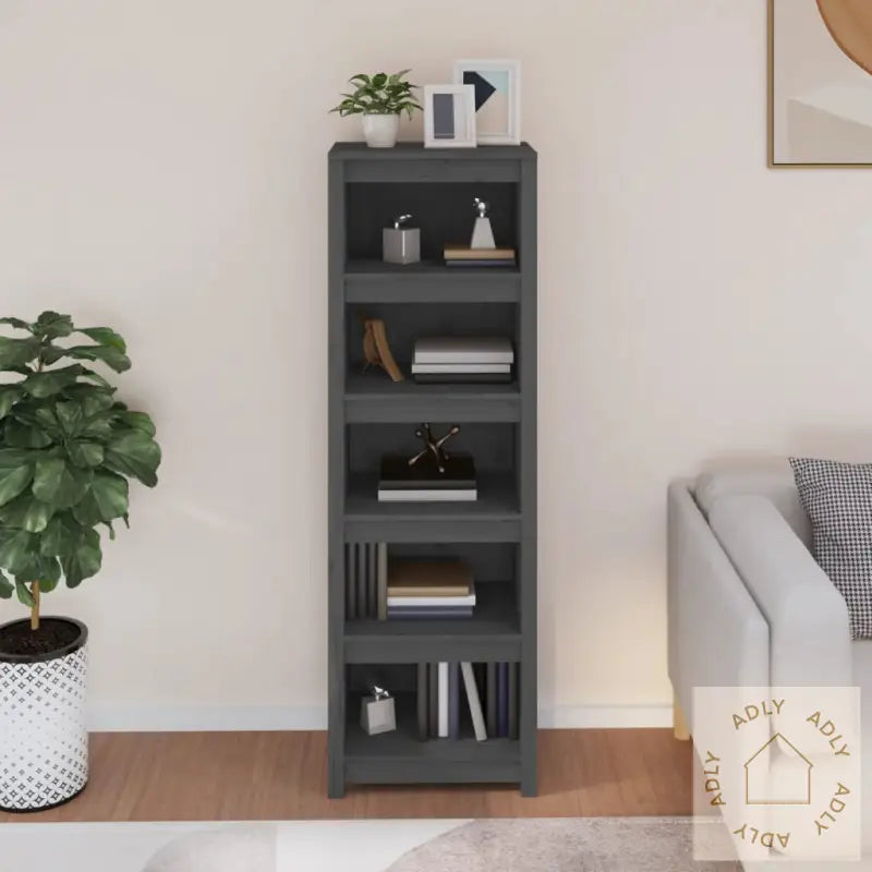 Bokhylle Grå 50X35X154 Cm Heltre Furu