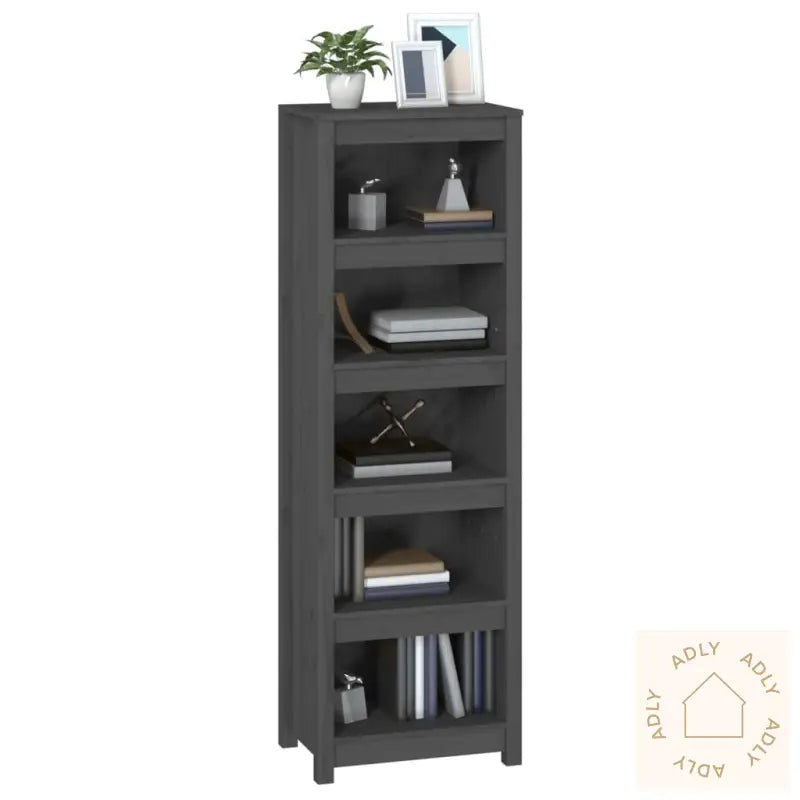 Bokhylle Grå 50X35X154 Cm Heltre Furu