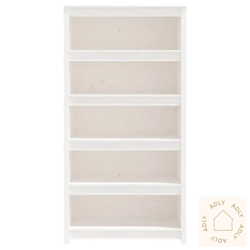 Bokhylle heltre furu 80x35x154 med moderne design, hvit trehylle til rommet