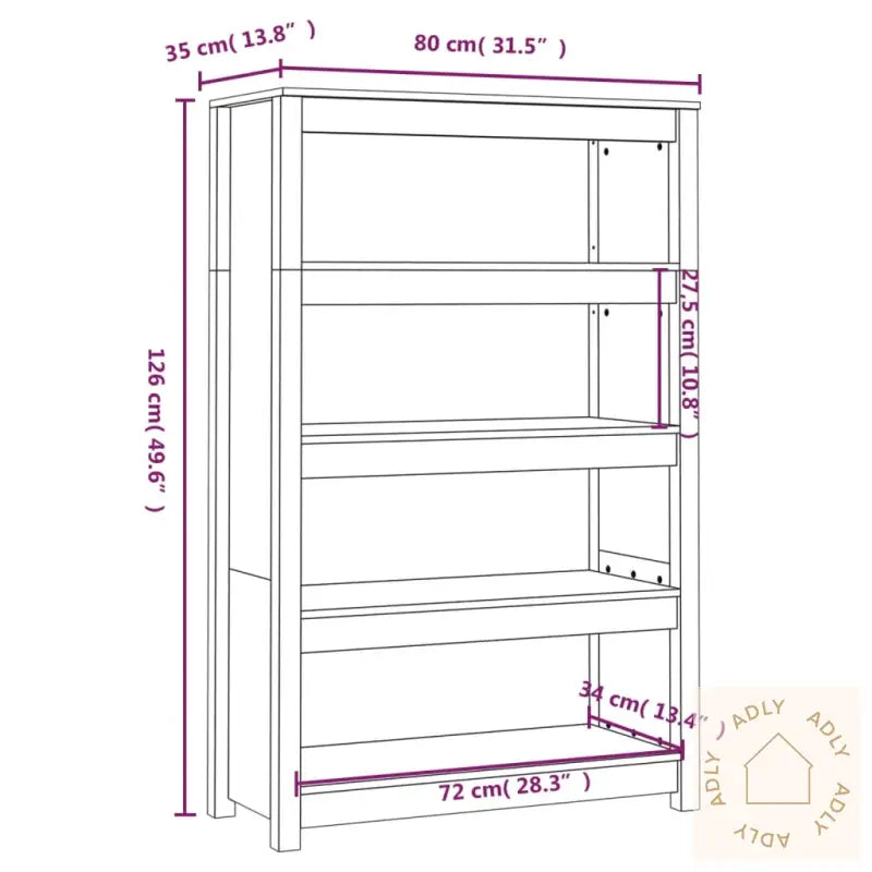 Bokhylle Honningbrun 80X35X126 Cm Heltre Furu