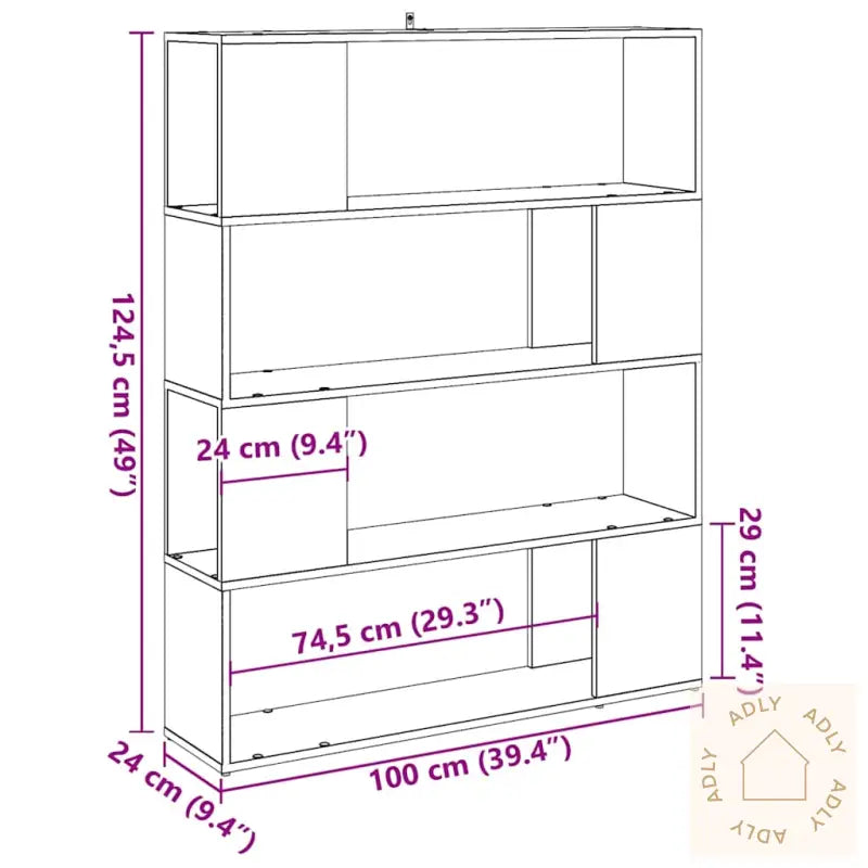 Bokhylle/Romdeler Artisan Eik 100X24X124,5 Cm