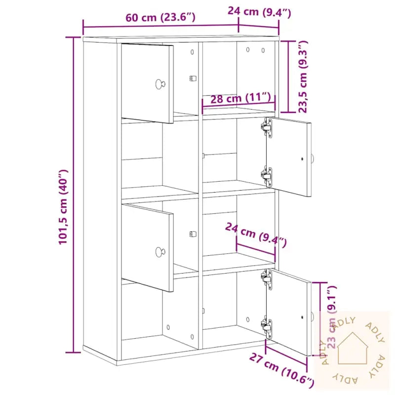 Bokhylle Artisan Eik 60X24X101,5 Cm Konstruert Tre