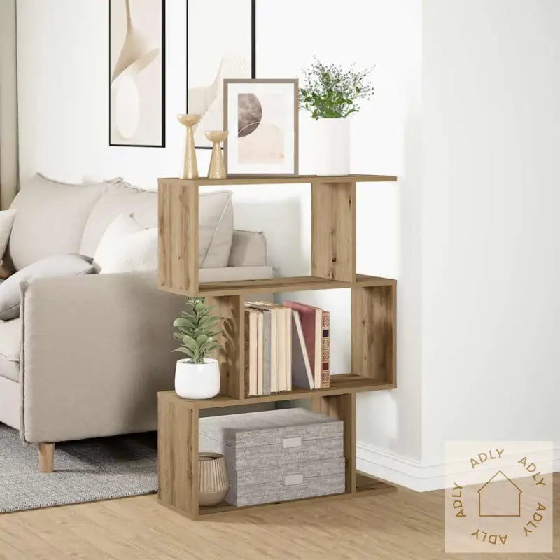 Romdeler Bokhylle 3 Lag Artisan Eik 70X24X97 Cm Konstruert Tre