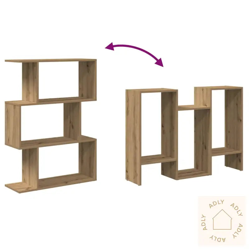 Romdeler Bokhylle 3 Lag Artisan Eik 70X24X97 Cm Konstruert Tre