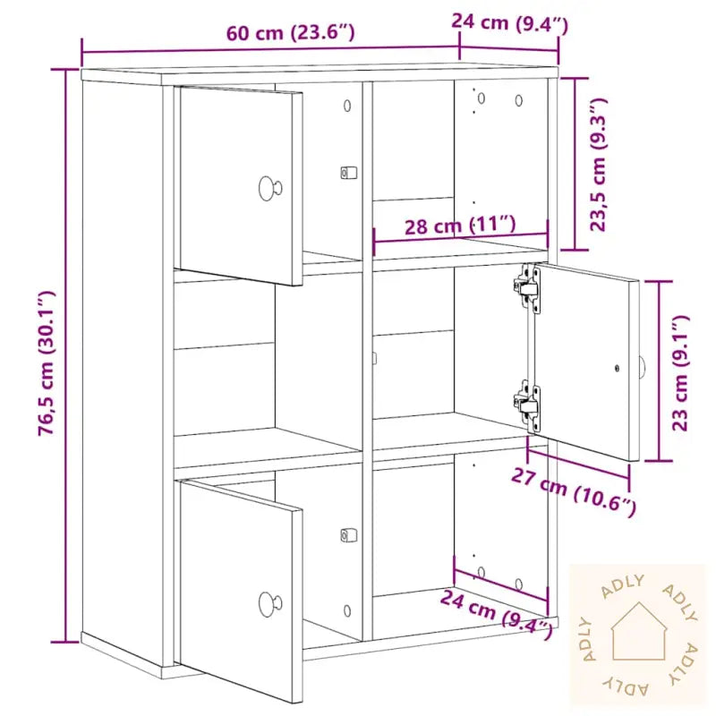 Bokhylle Artisan Eik 60X24X76,5 Cm Konstruert Tre
