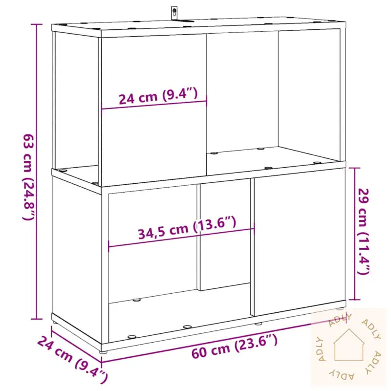 Bokhylle Artisan Eik 60X24X63 Cm Konstruert Tre