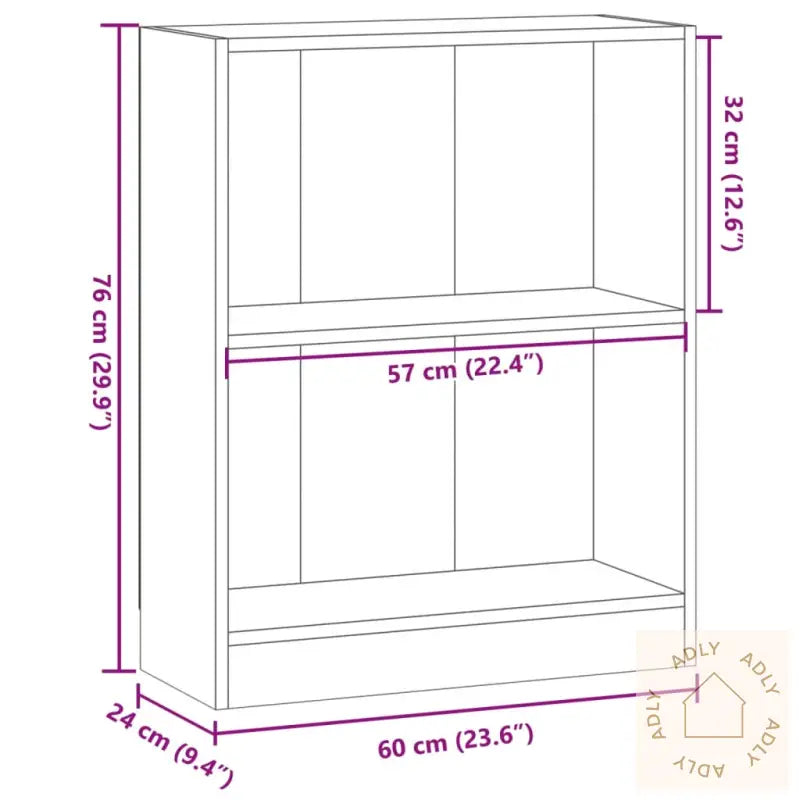 Bokhylle Artisan Eik 60X24X76 Cm Konstruert Tre