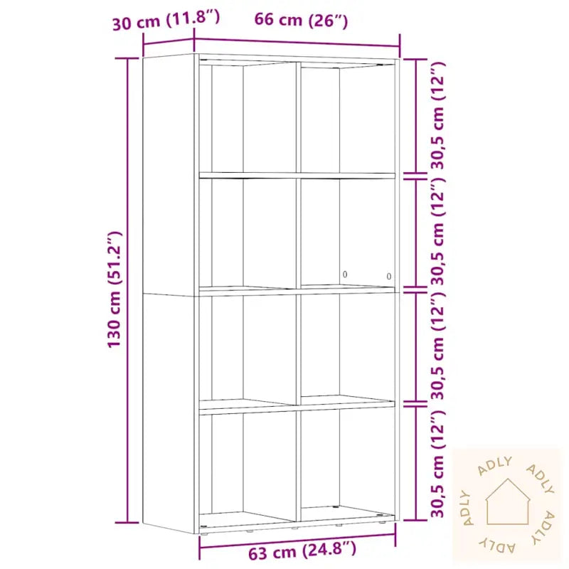 Bokhylle Artisan Eik 66X30X130 Cm Konstruert Tre
