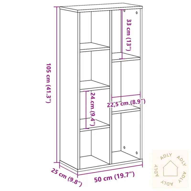 Bokhylle Artisan Eik 50X25X105 Cm Konstruert Tre