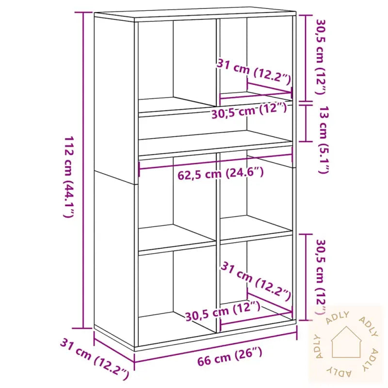 Bokhylle Artisan Eik 66X31X112 Cm Konstruert Tre