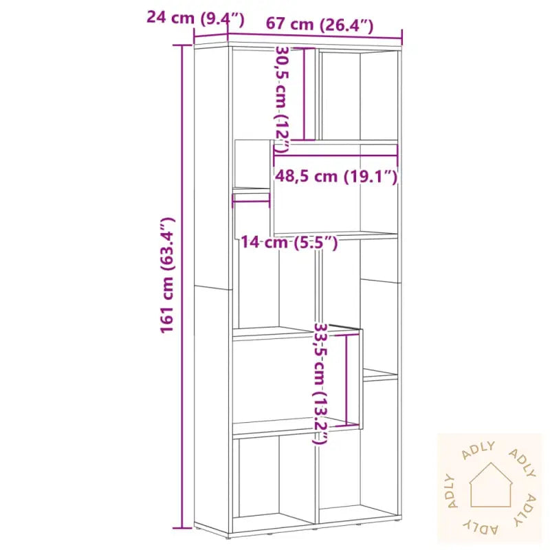 Bokhylle Artisan Eik 67X24X161 Cm Konstruert Tre